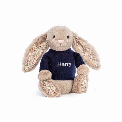 Jellycat Blossom Bea Beige Conejo with Navy Jumper | GZSJ-64253